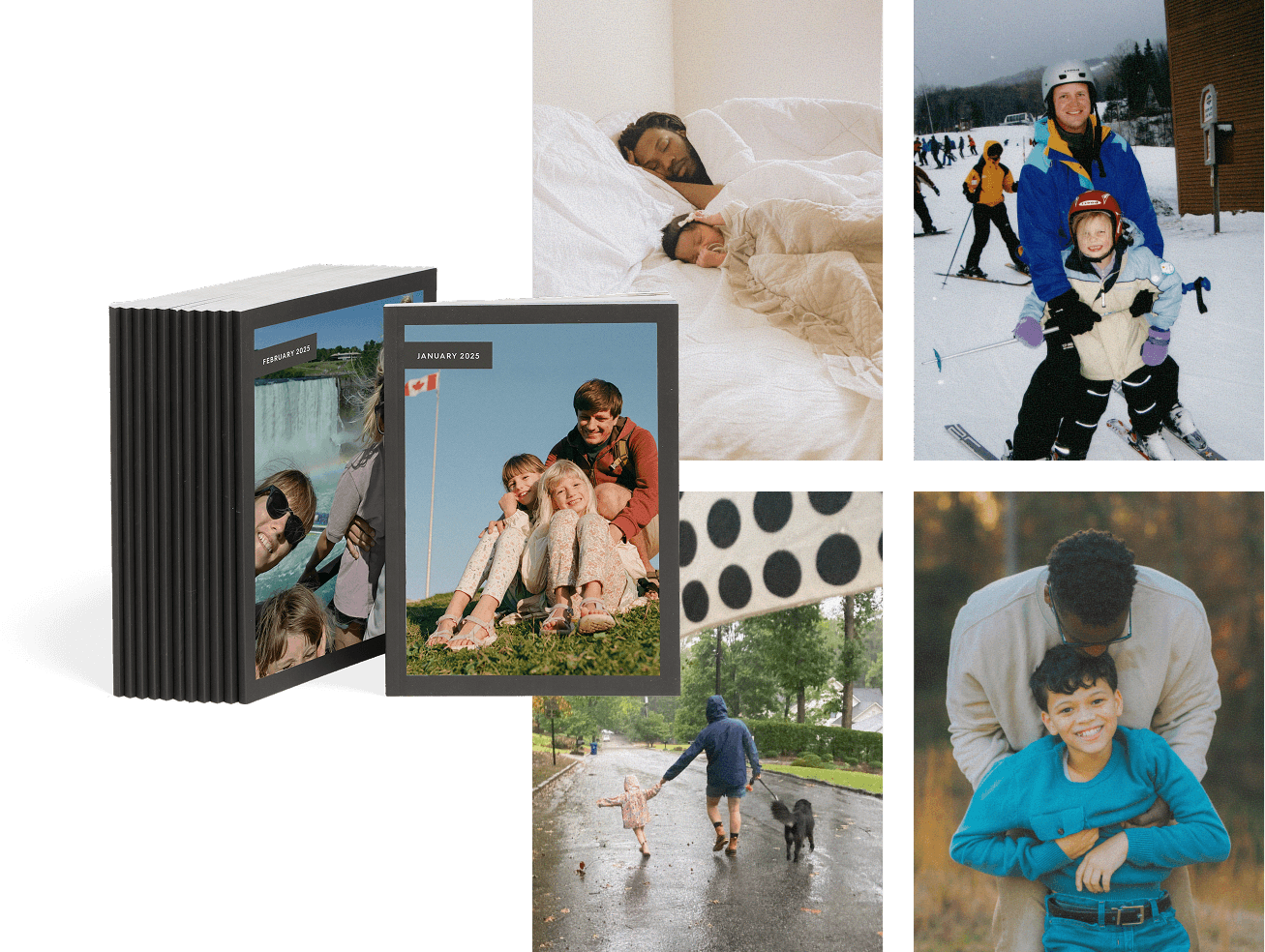 A year of Monthbooks alongside family photo highlights