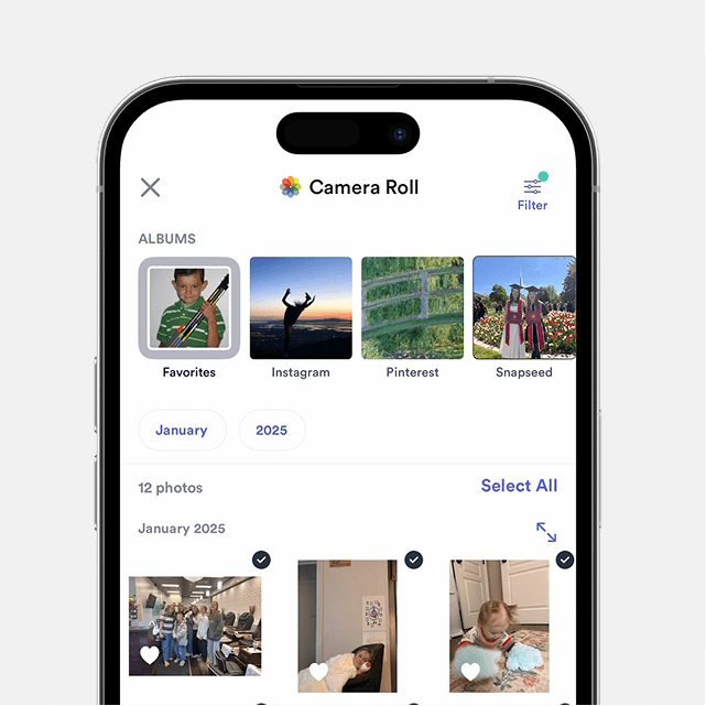 Select photos (already organized by month)
