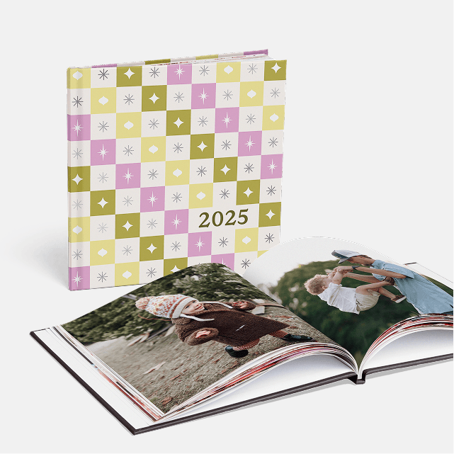 Pick from over 100 designer cover options, or feature your own photo